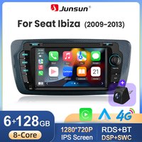 Junsun Android 16 Bezprzewodowe CarPlay Android Auto Radio Samochodowe do Seat Ibiza 6J 2008 2009 2010 2011 2012 2013 Nawigacja GPS Odtwarzacz Multimedialny 7" IPS Ekran Dotykowy Stereo Bluetooth DSP