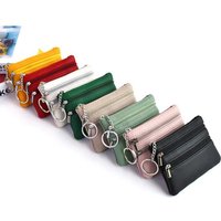 Waterproof Pu Leather Money Coin Purse With Key Ring Zipper Wear Resistant Credit Card Holder For Male