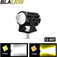 BLALION Mini Driving Light LED Projector Lens Motorcycle Headlight ATV Scooter Dual Color Super Bright Moto Fog Light Accessorie