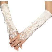 Elbow Length Embellished Bridal Ivory Fingerless Wedding Gloves for Special Occasions