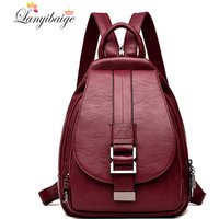 2024 New Hot Women Leather Backpacks Female Vintage Backpack for Teenage Girls School Chest Bag Travel Bagpack Ladies Back Pack