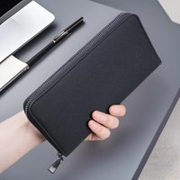 Men Long Wallet Large Capacity Multiple Card Slots Canvas Zippered Purse Business Handbag Card Holder Wallet Coin Bag