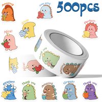 500pcs Cartoon Cute Dinosaur Roll Stickers Decals For Laptop Scrapbook Skateboard Guitar Helmet DIY Graffiti Aesthetic Stickers