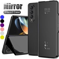 Flip Mirror Case for Samsung Galaxy Z Fold 7 6 5 4 3 2 Protective Cover Smart View Kickstand Funda Coque Shell Capa