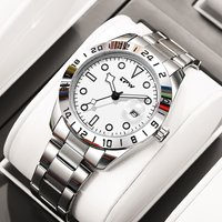 2026 TPW 40mm Quartz Watch Stainless Steel Strap Luminous Display Rotating Bezel Quartz Analog Timepiece with Date Feature