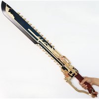 100cm/33.37in Delta Action PU Knife Chain Saw Blade Model Props Game Peripherals Medieval Weapons Ornaments Toys Birthday Gifts