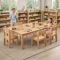 Kids Wooden Table and Chair Set, Preschool Furniture for Toddler Study, Kindergarten Daycare Desk and Chair Set