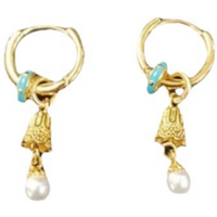 Antique gold crafts glossy wind chimes pearl earrings for women classical cute ethnic style earings stud Drop banquet jewelry