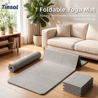 TINSOL 2026 New 4mm Thick TPE Foldable Yoga Mat 183*61cm Easy Storage for Travel Yoga Pilates Home Exercise Floor Mat
