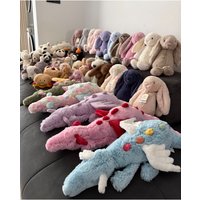 Fluffy Light Blue Sky Dragon Stuffed Plush Toy from JC, Colorful Spikes White Wings Dragon Doll for Baby Birthday Gift