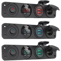 4 In 1 Auto Zigarette Leichter Dual USB Power Ladegerät 12 V Steckdose Digital Voltmeter Mit Wippschalter