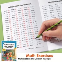 48-Page Multiplication and Division Practice Book for Children Aged 3 and Above - Durable Paper Arithmetic Exercise Book with Handwriting Practice, Perfect for School Supplies, Math Learning Tools,