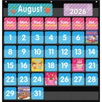 Large 44 Pockets Calendar Pocket Chart for Classroom Monthly Calendar and Weather Pocket Chart for Kids Learning for Home School
