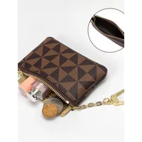 Small Geometry Luxury Coin Purse Mini Purse with Chain Zipper Ladie Small Money Wallet Key Coin Storage Bag Portable Handbag