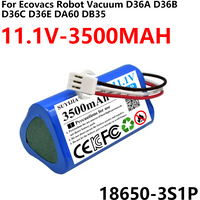 11.1V 3500mAh 3S1P rechargeable lithium-ion battery pack 12V 18650 for Ecovacs sweeping robot D36A D36B D36C D36E DA60 DB35