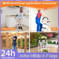 3 Step Foldable Anti-Slip Step Stool with Wide Pedal Lightweight Step Stool Collapsible Folding Step Stool for Household Office