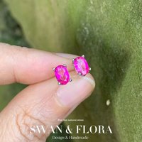 5*3MM Oval Natural Pink Topaz Earrings 925 Sterling Silver Stud Earring For Women Cute Gift Prevent Allergy Fine Jewelry