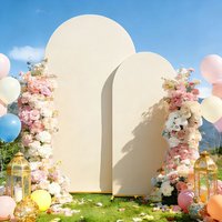 Wedding Beige Arch Cover Customize Elastic Spandex Fitted Round Top Party Backdrop Cover for Birthday Banquet Background Decor