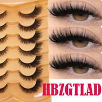 HBZGTLAD 7 pairs of natural false eyelashes Russian eyelashes 3D mink fur reusable dense Russian striped eyelashes and extended