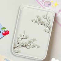 Magnolia Leather Card Wallet Cases Phone Card Holder Magnetic Case Suitable For all iPhone Magsafe Card Flowers Phone Back Bag