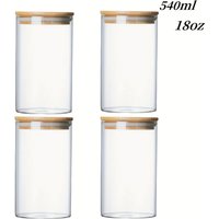 18oz Glass Jars With Airtight Lids, Candy Jars, Food Storage Containers With Bamboo Lids, For Tea, Coffee, Spice, Candy, Cookies