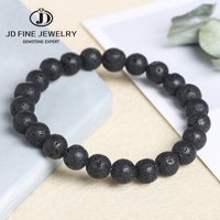 JD 5A Natural Volcanic Stone Bracelets Women Men Charm Lava Bead Essential Oil Diffuser Strand Bangles Yoga Elastic Jewelry