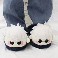New Anime Jujutsu Kaisen Gojo Satoru Anime Plush Sleep Cotton Custom Slippers Mens Womens Warm Shoes Christmas Gifts
