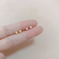 Tiny Minimalist Silver Plated Korean Mini Small Flower Stud Earrings for Women Teens Temperament Daily Wear Ear Piercing Jewelry