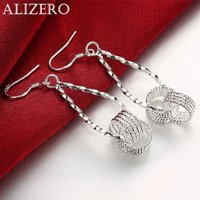 Fashion charms 925 Sterling Silver Net beads long Earrings for Women Pretty fashion party wedding Jewelry Holiday Gifts