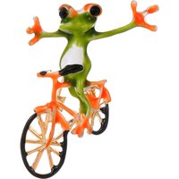 New Creative Funny Frog Riding Bike Brooches For Women Man Trendy Enamel Animal Brooch Pins Suit Coat Accessories Jewelry Gifts