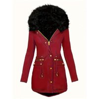 Women's Hooded Cotton Jacket Fur Collar Spring Fashion Casual Outerwear Couple's Clothing No Brand Registered Trademark