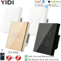 Alexa 2 3 Way Tuya ZigBee Smart Life EU UK Wall Light Power Switch Touch Switches 110V 220V Wireless Remote Home 1 2 3 4 Gang