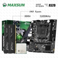 MAXSUN A520M-K Mothewrboard Kit Ryzen 3/5/7 Set DDR4 16-32G 3200MHz Support PCIE 3.0 M.2 NVME/SATA Gaming Motherboard Combo