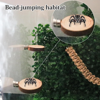 Jumping Spider Platform & Rope Ladder Set, 5cm Wooden Perch with Suction Cups, Reptile Terrarium Decor for Arboreal Pets