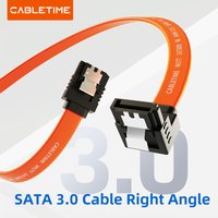 CABLETIME 6Gbps SATA 3.0 Cable Straight Right-angle for SSD HDD - Fast Transmission Desktop Hard Disk Drive Interface