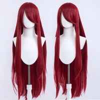 100 cm lange wijnrode Uzumaki Kushina pruik hittebestendige volle pony pruik van synthetisch haar