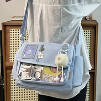 Japanese Harajuku School Bags for Teenage Girls New 2025 Transparent Itabag Crossbody Bag DIY Badges Display Plate Ita Bag