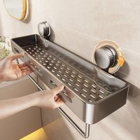 Rustproof Suction Cup Shower Caddy - Wall Mount Floating Shelf, Strong Adhesive, Space-Saving for Shampoo & Soap.
