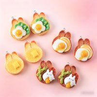 10Pcs Simulation Rabbit Toast Bread Charms, Cute Resin Food Pendants for DIY Earrings, Keychains & Craft Accessories
