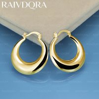 18K Gold Plated 30mm Round Water Drop Hoop Earrings For Women Fashion Classic Jewelry Engagement Wedding Accessories