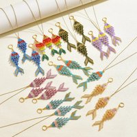ZGMXR Rice bead needcklace Adjustable Bohemia Woman Fish Personality Colorful Earrings Hand-woven Creativity Beaded needcklace