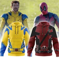 3D Polyester Autumn HalloweenDeadpool Wolverine Cosplay Hoodie Superhero Unisex Wolverine Jacket Thin Party Deadpool Costume