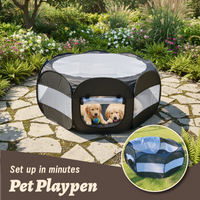 Foldable Portable Small Animal Playpen with Cover for Chicks Puppies Kittens & Other Small Pets Indoor/Outdoor Enclosure