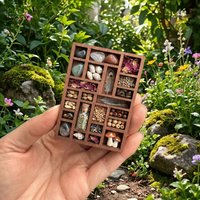 Wooden Mini Jewelry Holder Multi Compartments Ore Specimen Storage Jewelry Display Tray Miniature Crystal