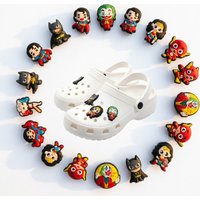 Super Hero Themed 4-20pcs shoes charm flower shoe buckle personalized DIY removable soft rubber garden shoes accessories jewelry