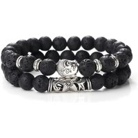 2 Stück/Set Tibetische Buddha-Kopf-Armbänder für Männer, natürliche vulkanische Steinperlen, Chakra-Lavastein-Armband, Damen-Modeschmuck, Geschenk
