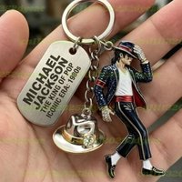 Michael Jackson Keychain, Classic Dance King Pendant Key Ring, Fashion Singer Key Chain, Creative Gift for Men Women