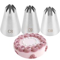 1/3pcs C10 C9 C8 Large Stainless Steel Pastry Nozzles Icing Piping Tips Cream Rose Cake Decorating Cupcake Kitchen Baking Tools