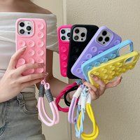 Fashion Cute Candy Liquid Silicone Suction Cup With Wrist Strap Case For iPhone 15 14 12 13 16 17 Pro Max Plus Solid Color Cover