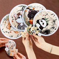 Cute Cat Folding Handheld Fan, 2-in-1 Cooling Sun Protection Portable Fan with Storage Bag